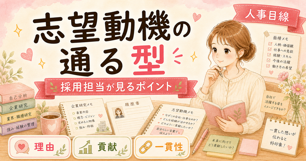 【人事3年が解説】書類通過する志望動機・転職理由の書き方|ワーママ向けテンプレ3パターン