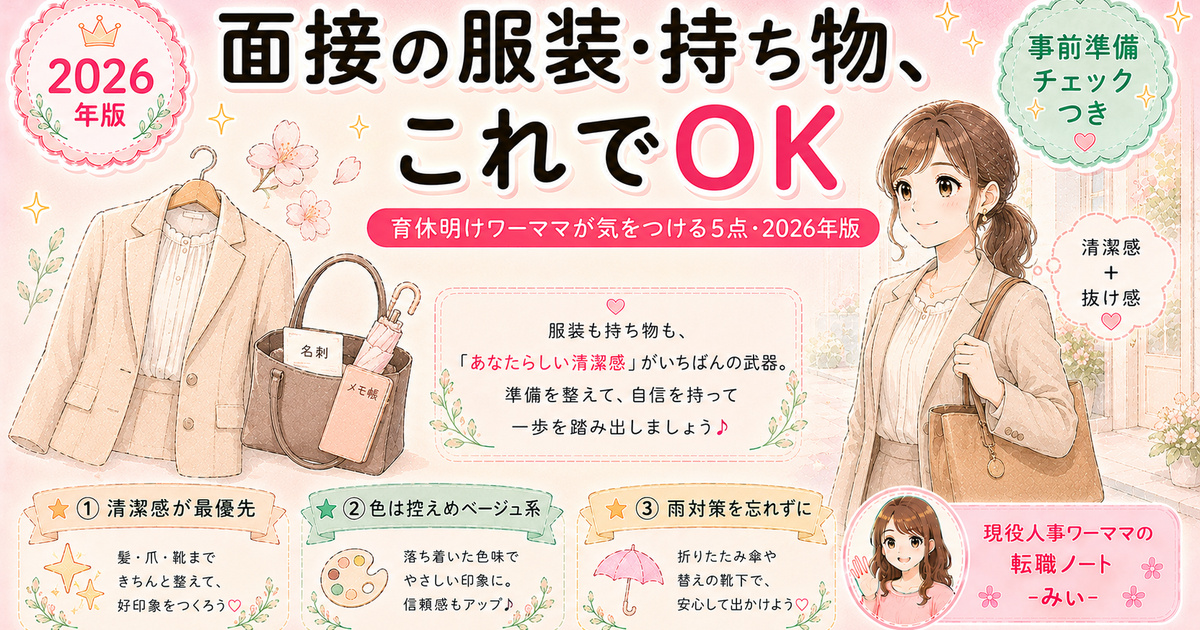 転職面接の服装・持ち物【育休明けワーママが気をつけること】