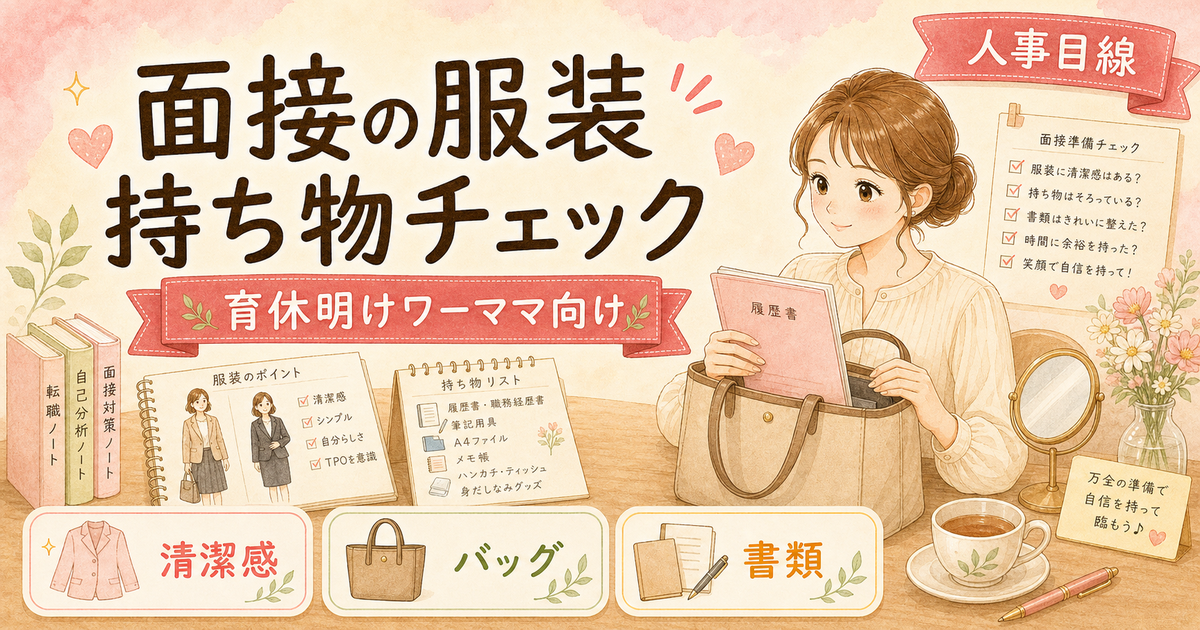 転職面接の服装・持ち物【育休明けワーママが気をつけること】