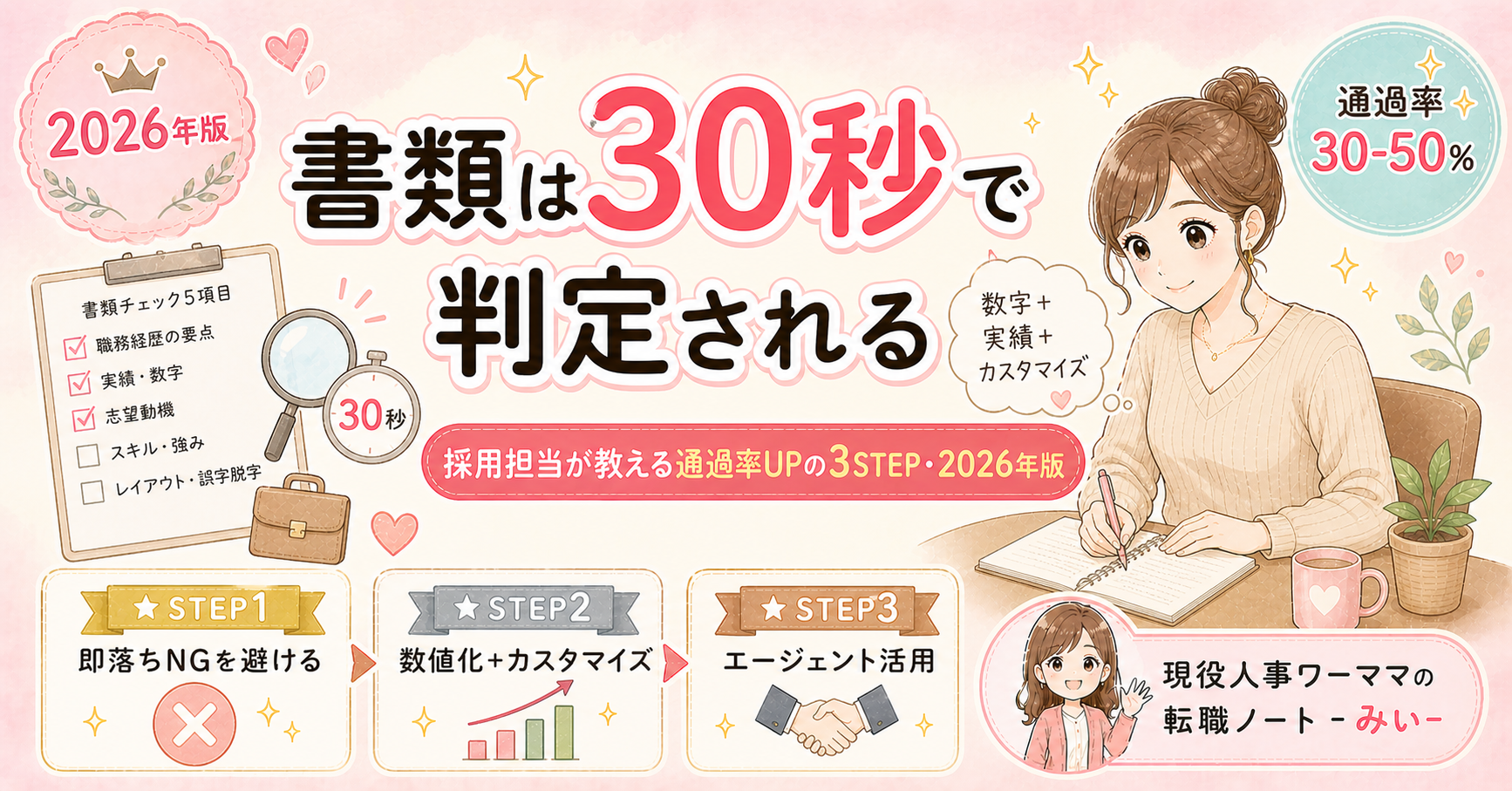 書類選考通過率を上げる方法|採用担当が落とす理由を3STEPで解説【2026年版】